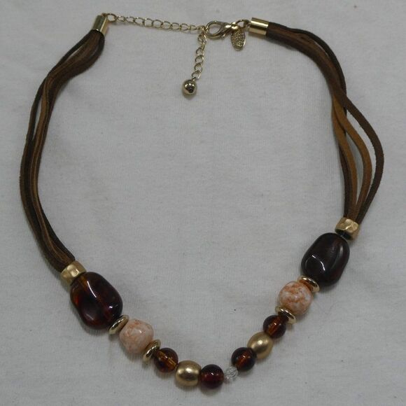 Laura Ashley Multi Strand Cord Beaded Necklace - Picture 1 of 7